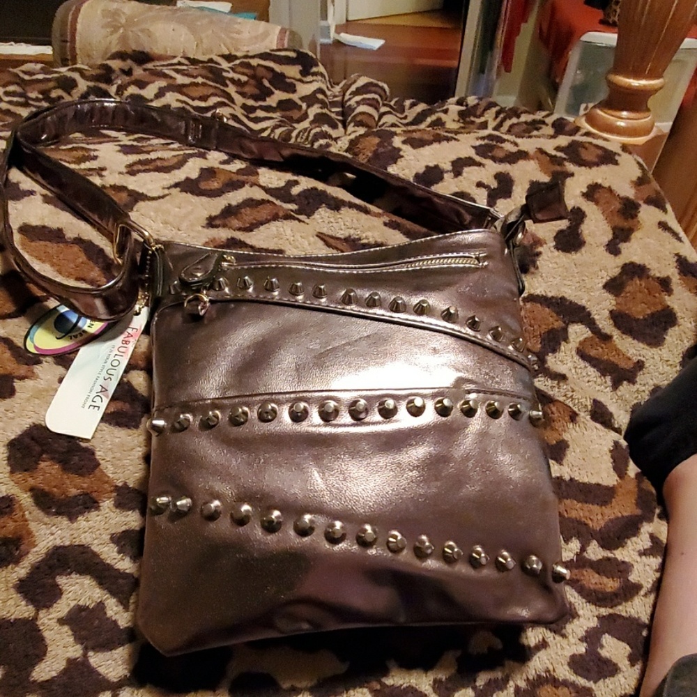 New bronze studded crossbody bag